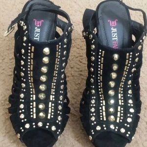 Black and gold heels